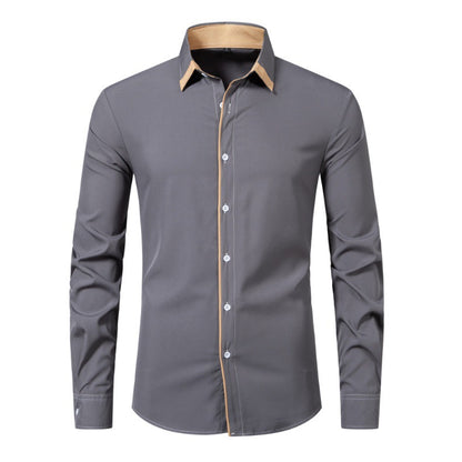 Chemise à manches longues pour hommes avec col contrasté moderne et coupe confortable Chic und Stil