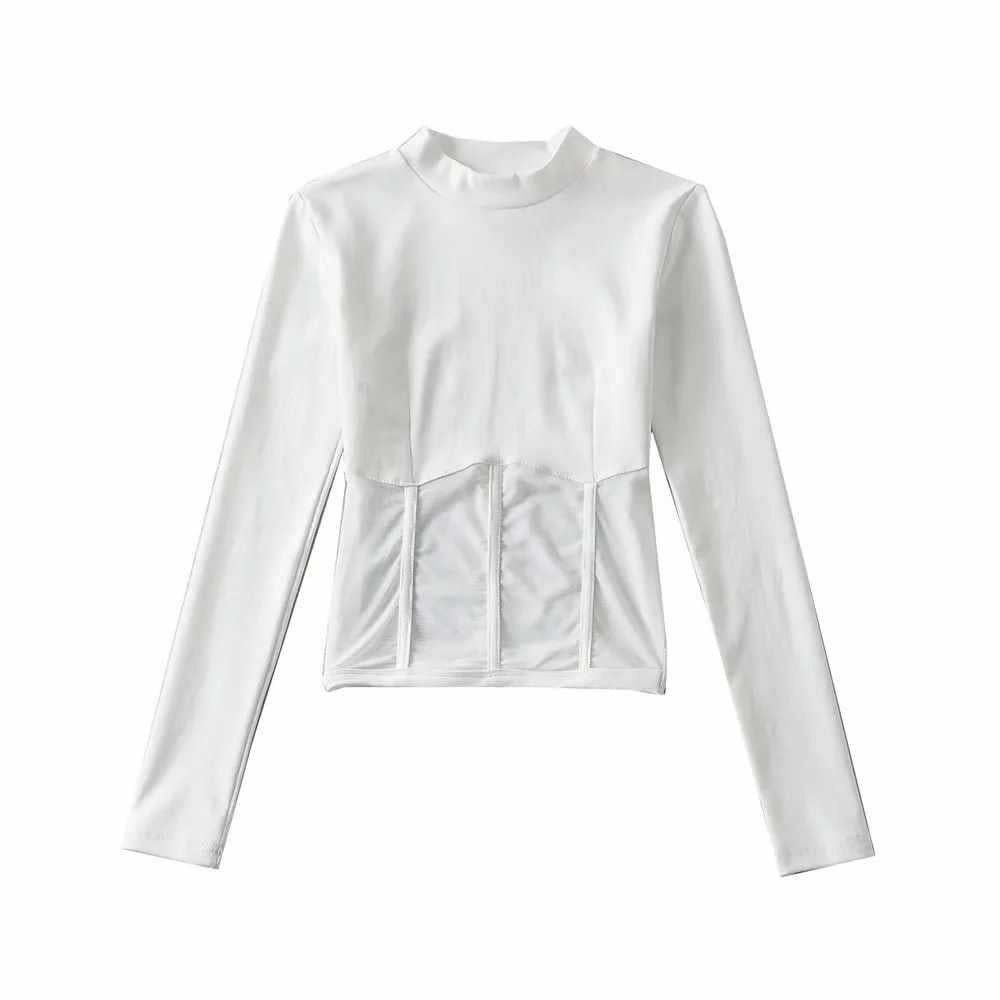 Dames haut à manches longues à coupe ajustée et col haut Chic und Stil