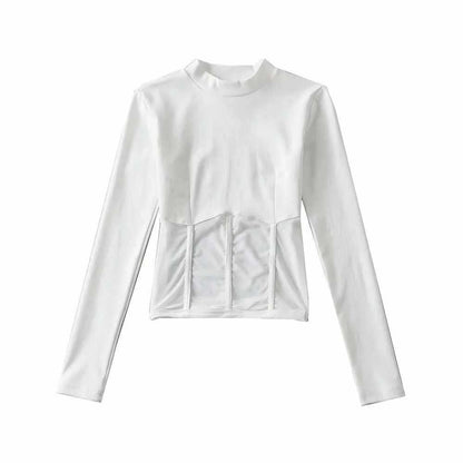 Dames haut à manches longues à coupe ajustée et col haut Chic und Stil