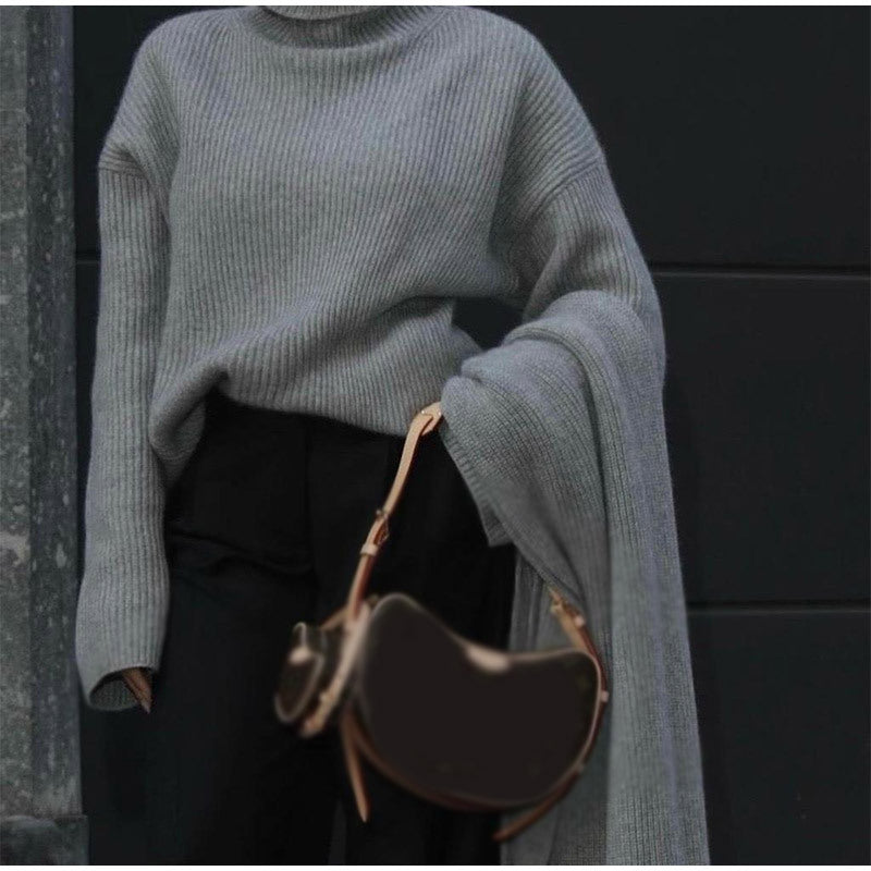 Dames Grand pull en maille à col roulé en matériau de haute qualité Chic und Stil