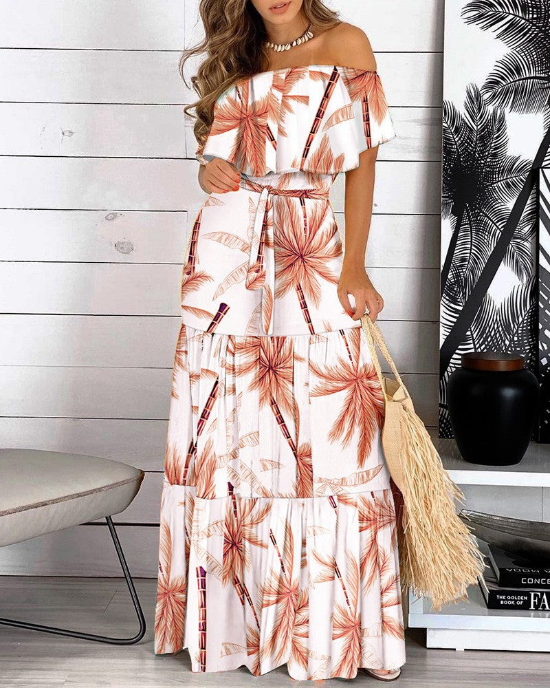 Robe maxi off-shoulder pour femmes avec jupe fluide et asymétrique Chic und Stil