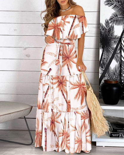 Robe maxi off-shoulder pour femmes avec jupe fluide et asymétrique Chic und Stil