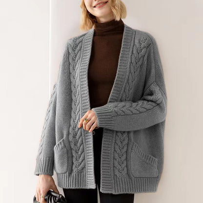Cardigan en gros tricot pour femmes avec poches et coupe décontractée Chic und Stil