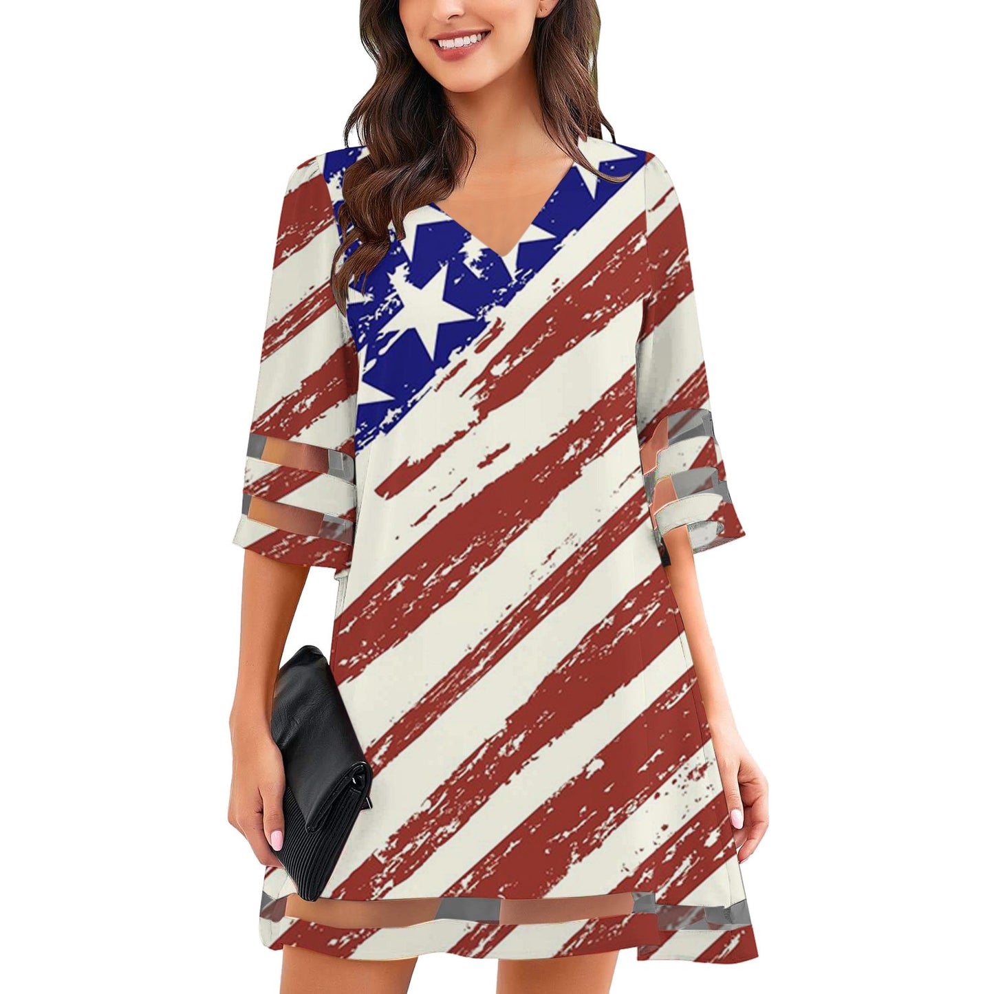 Robe shift à manches décolleté en motif léopard pour femmes Chic und Stil