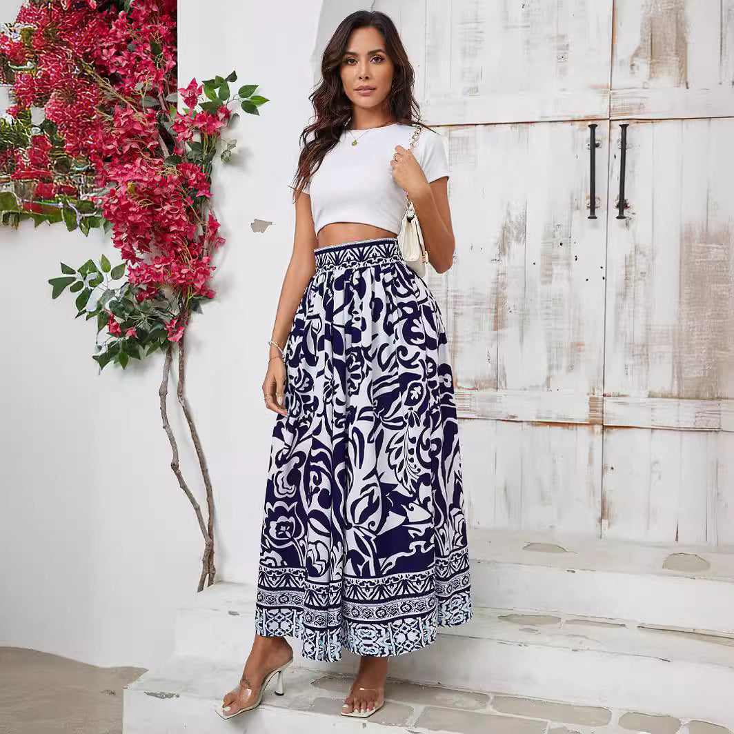 Dames Élégant Fleurs Maxi Jupe Chic und Stil