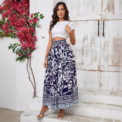 Dames Élégant Fleurs Maxi Jupe Chic und Stil