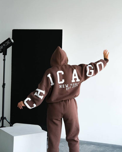 Ladies oversized tracksuit with hood and elastic cuffs Chic and Style