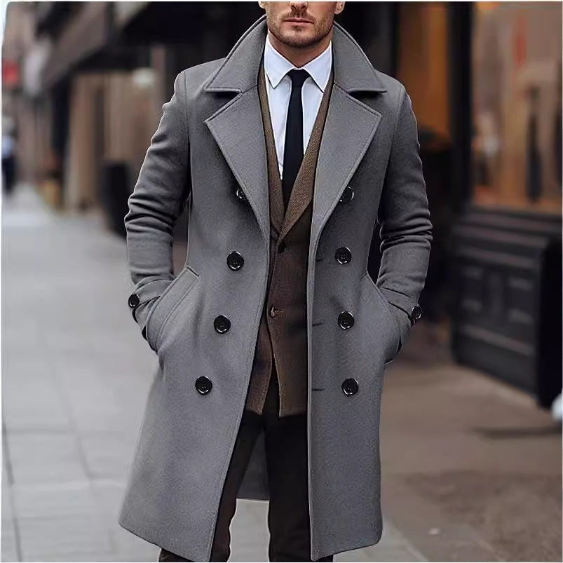 Elegant wool coat for men with double-breasted buttons and large lapels Chic und Stil