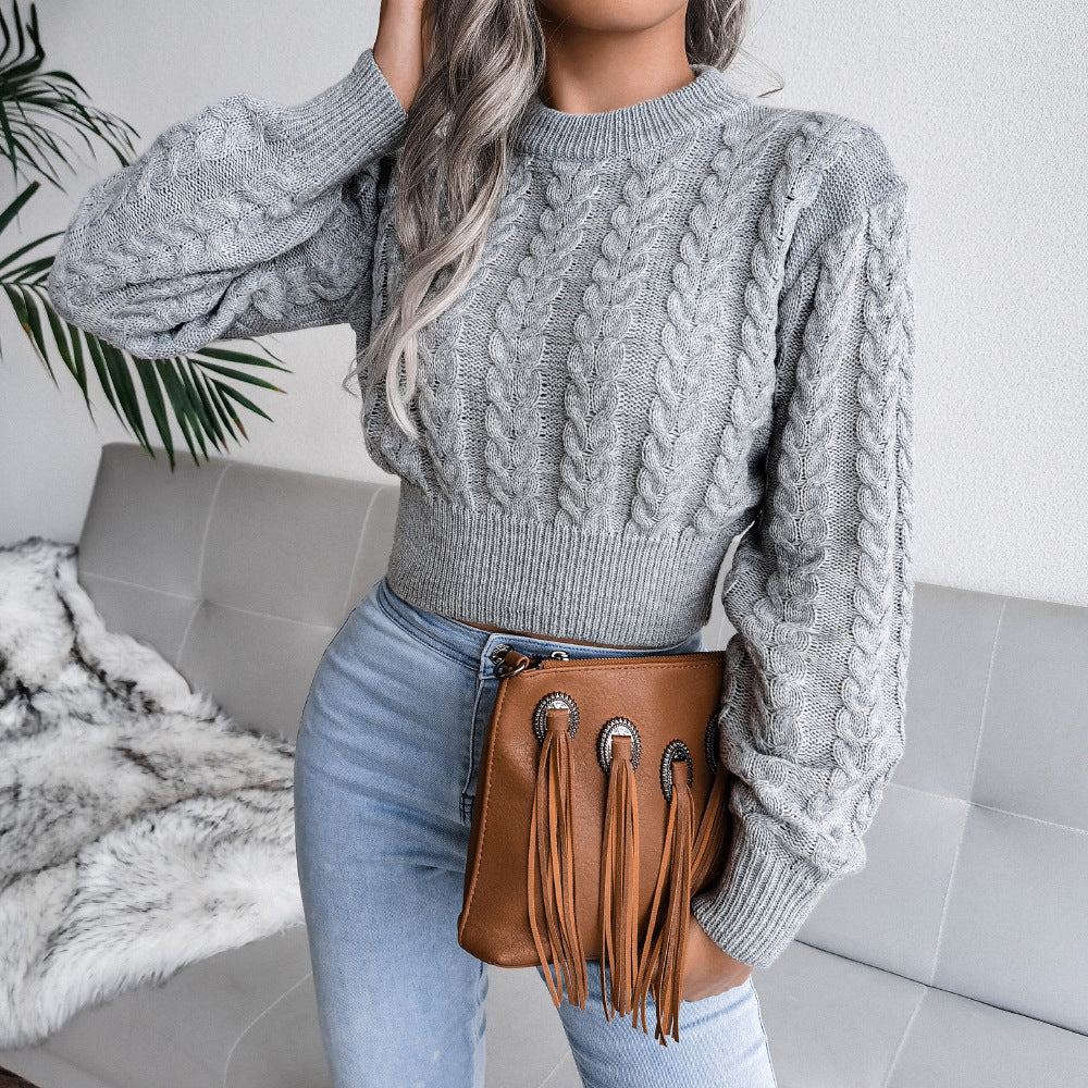 Pull en tricot pour femmes avec un motif de torsades moderne et une taille élastique Chic und Stil