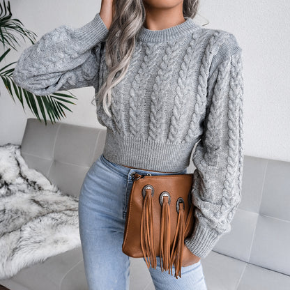 Pull en tricot pour femmes avec un motif de torsades moderne et une taille élastique Chic und Stil