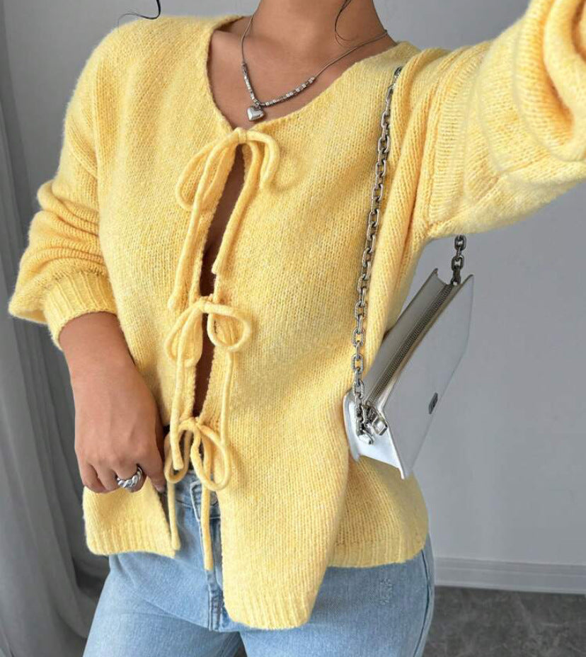 Pull en tricot oversize pour femmes avec détail de lacet décoratif Chic und Stil