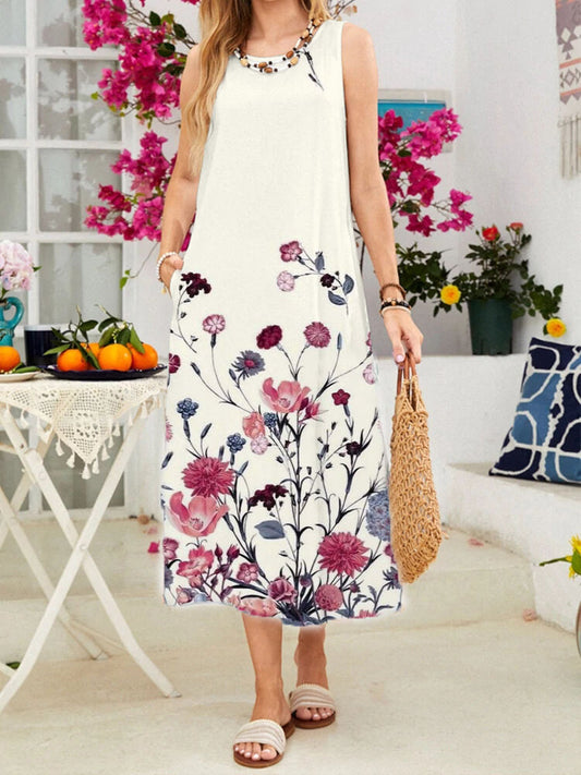 Robe maxi sans manches pour femmes avec des accents floraux Chic und Stil