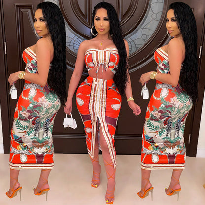 Robe bodycon sans bretelles pour femmes Ensemble Chic und Stil