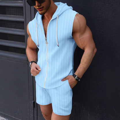 Men's sleeveless zip-up hoodie and shorts set Chic and Style