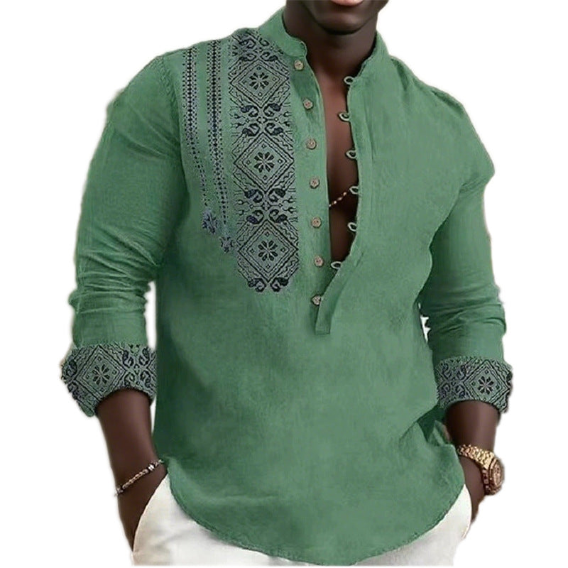 Hommes Chemise à manches longues tendance avec des motifs ethniques élégants Chic und Stil