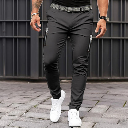 Trendy Slim-Fit Pants for Men with Zippered Pockets Chic and Style