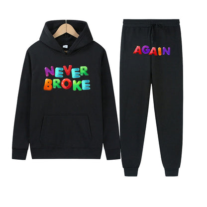 Chic and Style Women's Sport Hoodie and Jogging Pants Set with Creative Text Design