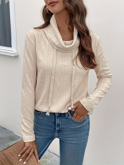 Pull femme à col bénitier avec détail de motif texturé et manches longues Chic und Stil