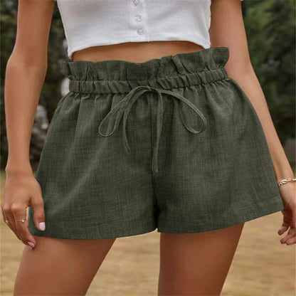 Shorts en lin pour femmes décontractées avec taille élastique et cordon de serrage Chic und Stil