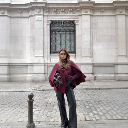 Dames Doudoune-Cape avec col contrasté et détails de bouton décoratifs Chic und Stil