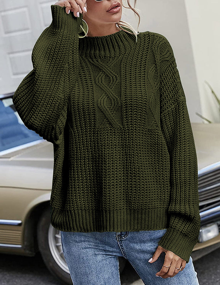 Pull en grosse maille pour femmes avec design en torsades et col montant Chic und Stil