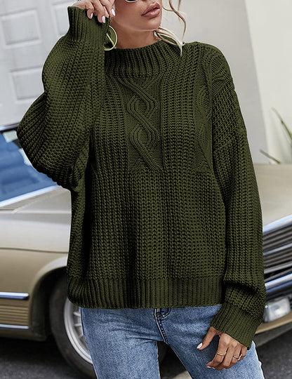 Pull en grosse maille pour femmes avec design en torsades et col montant Chic und Stil