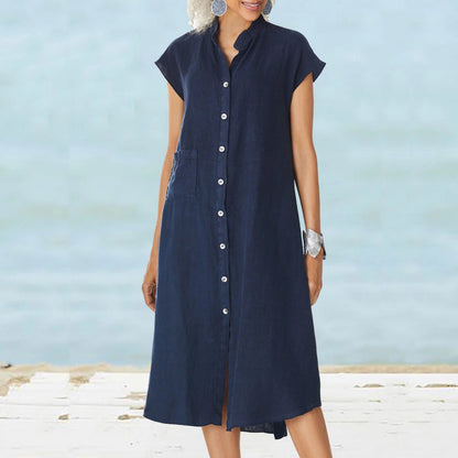 Robe chemise décontractée pour femmes en tissu léger avec poches Chic und Stil