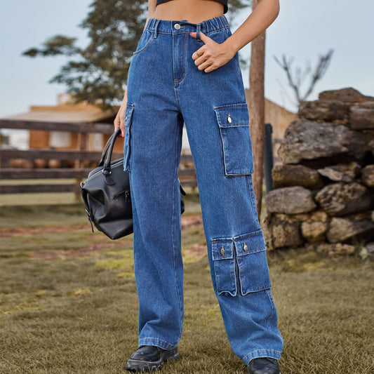 Women's High Waist Cargo Pants with Practical Pockets Chic und Stil