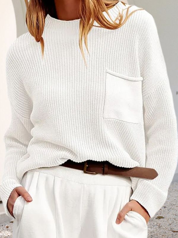 Pull-over en tricot pour femmes avec coupe ample et poche poitrine pratique Chic und Stil