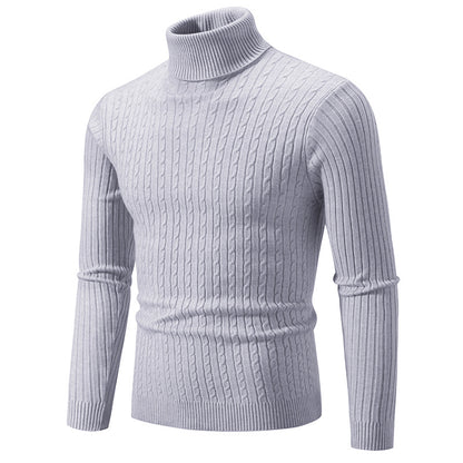 Pull à col roulé pour hommes avec motif torsadé structuré Chic und Stil