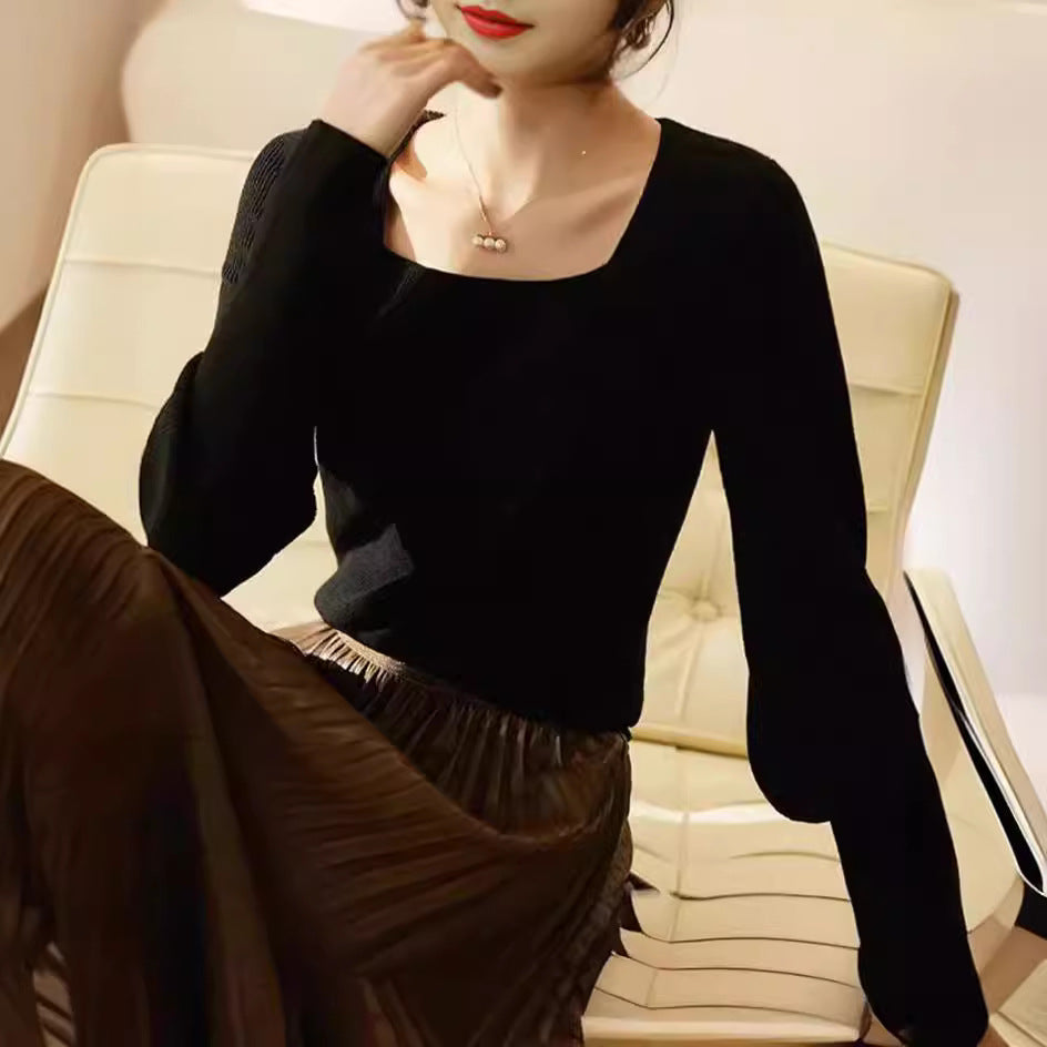 Pull en maille élégant pour femmes avec un joli décolleté carré et une coupe ample Chic und Stil