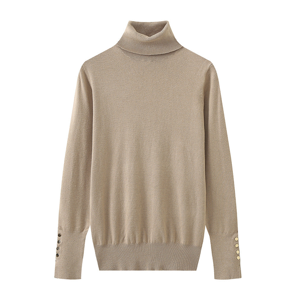 Pull à col roulé pour dames avec des détails de boutons élégants Chic und Stil