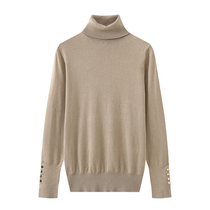 Pull à col roulé pour dames avec des détails de boutons élégants Chic und Stil