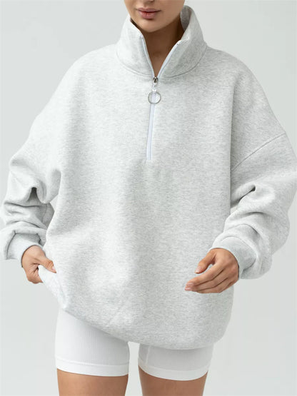 Pull en tricot décontracté pour femme avec col fendu et fermeture éclair Chic und Stil