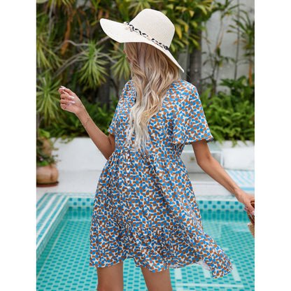 Robe courte à manches courtes à motif géométrique Chic und Stil