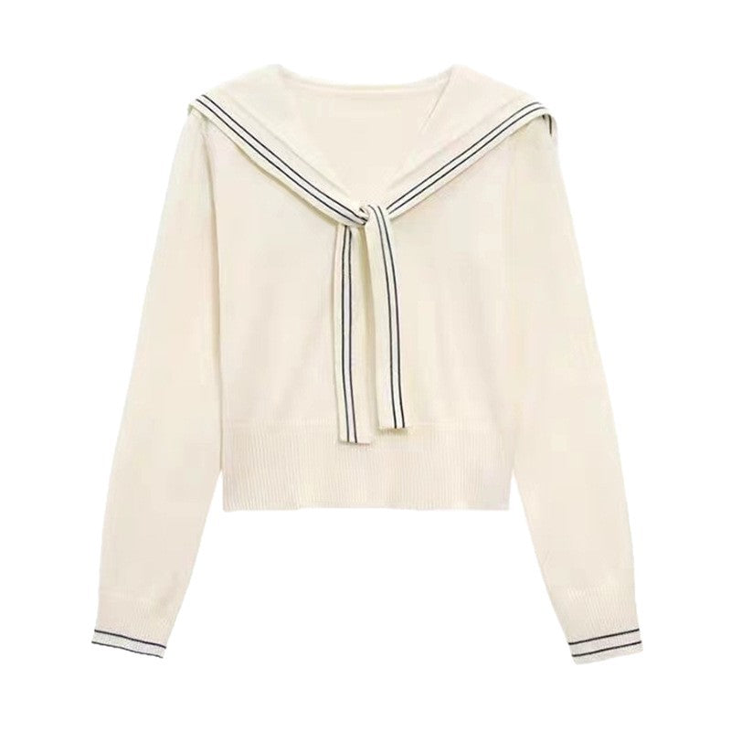 Pull femme élégant avec col à nœud et fine structure en tricot Chic und Stil