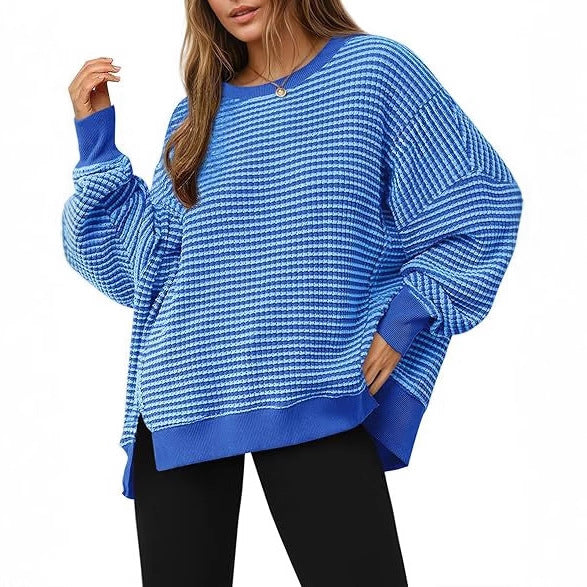Pull oversized rayé décontracté pour dames Chic und Stil