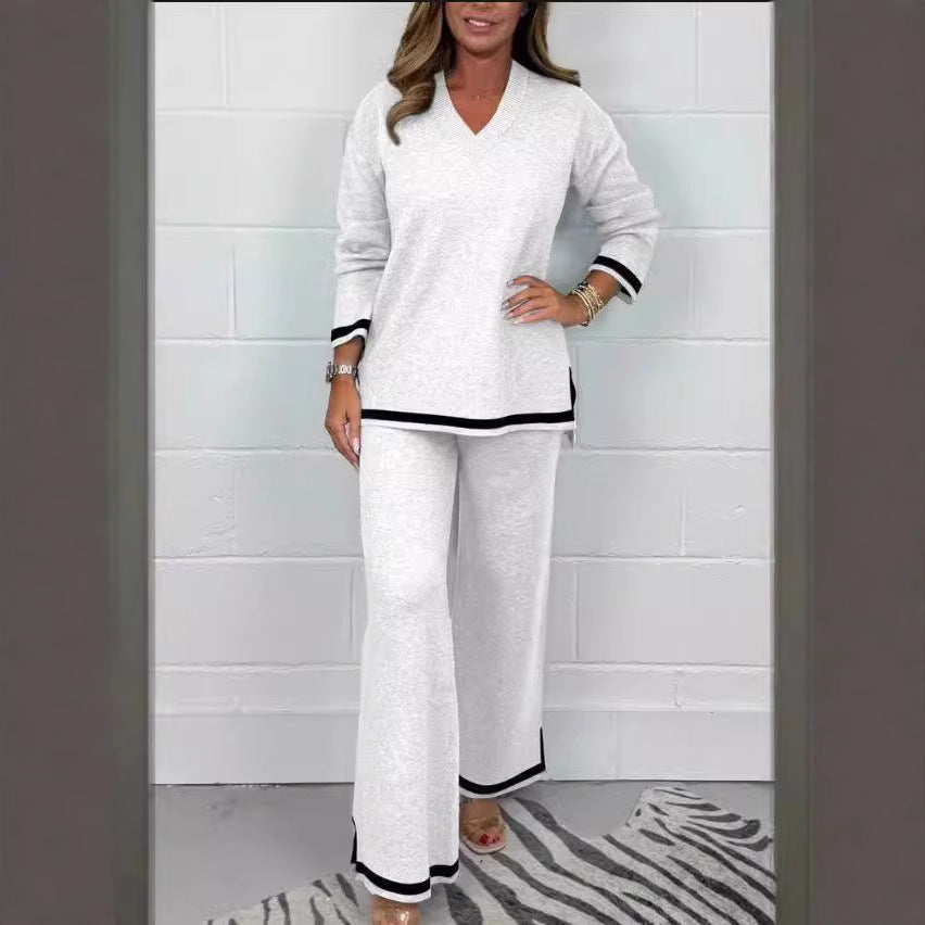 Dames Ensemble en tricot décontracté avec coupe ample et contrastes élégants Chic und Stil