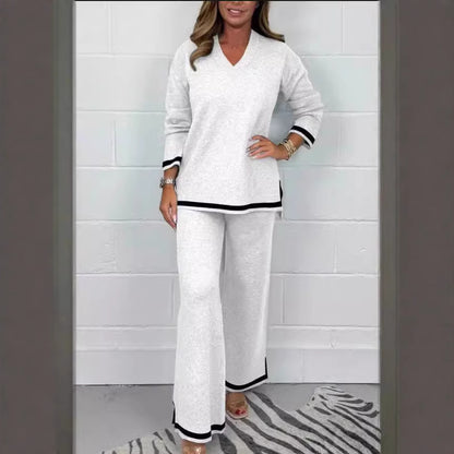 Dames Ensemble en tricot décontracté avec coupe ample et contrastes élégants Chic und Stil