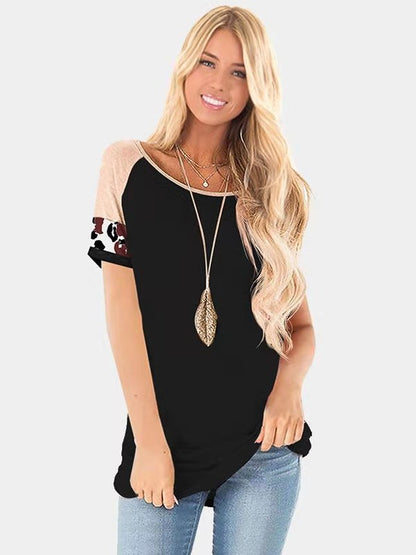 Dames haut à manches courtes à la mode avec design de manches colorées Chic und Stil