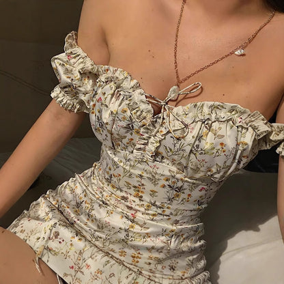 Robe maxi femme avec imprimé floral et détail de volants élégant Chic und Stil