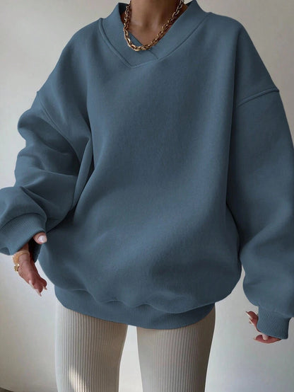 Femmes pull surdimensionné à col en V Chic und Stil