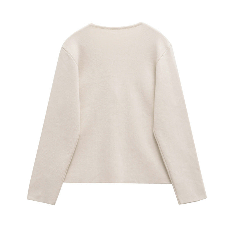 Dames élégante cardigan avec décolleté en V et bouton décoratif Chic und Stil