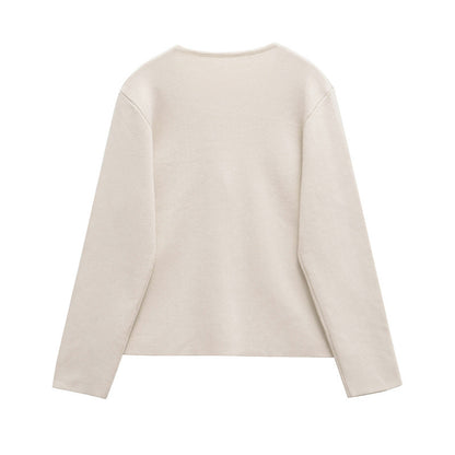 Dames élégante cardigan avec décolleté en V et bouton décoratif Chic und Stil