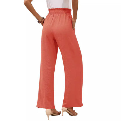 Wide palazzo pants for women with elastic waist and tie belt Chic und Stil