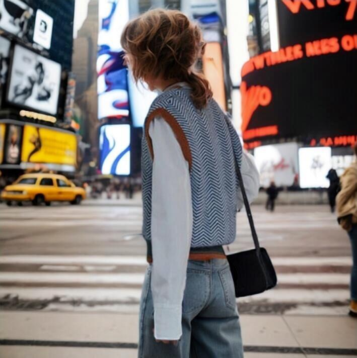 Dame Gilet en tricot à motifs zigzag Chic und Stil