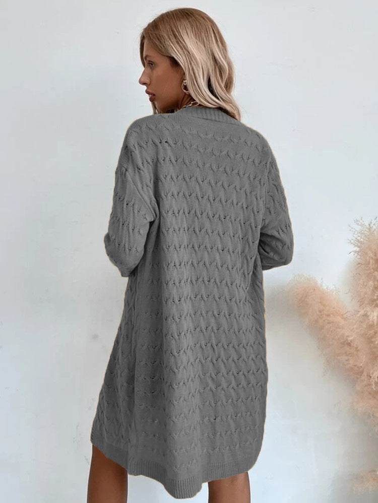 Dames Grand manteau en tricot avec motif texturé et coupe décontractée Chic und Stil