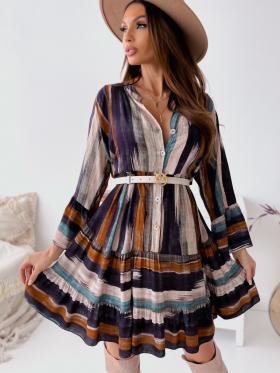 Robe mini A-ligne à rayures pour femmes avec ceinture Chic und Stil