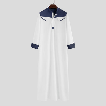 Hommes robe longue traditionnelle avec col moderne et poches pratiques Chic und Stil
