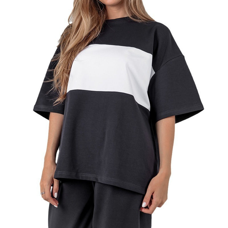 Women's casual oversized loungewear set with cropped top and elastic pants Chic and Style